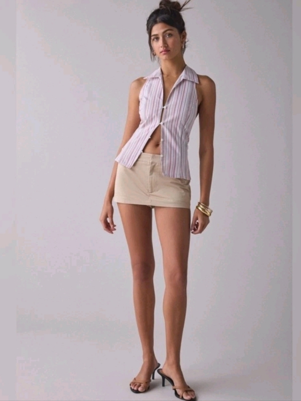 NWT Party Girl Cotton-Blend Button Down Sleeveless Shirt - Picture 3 of 9